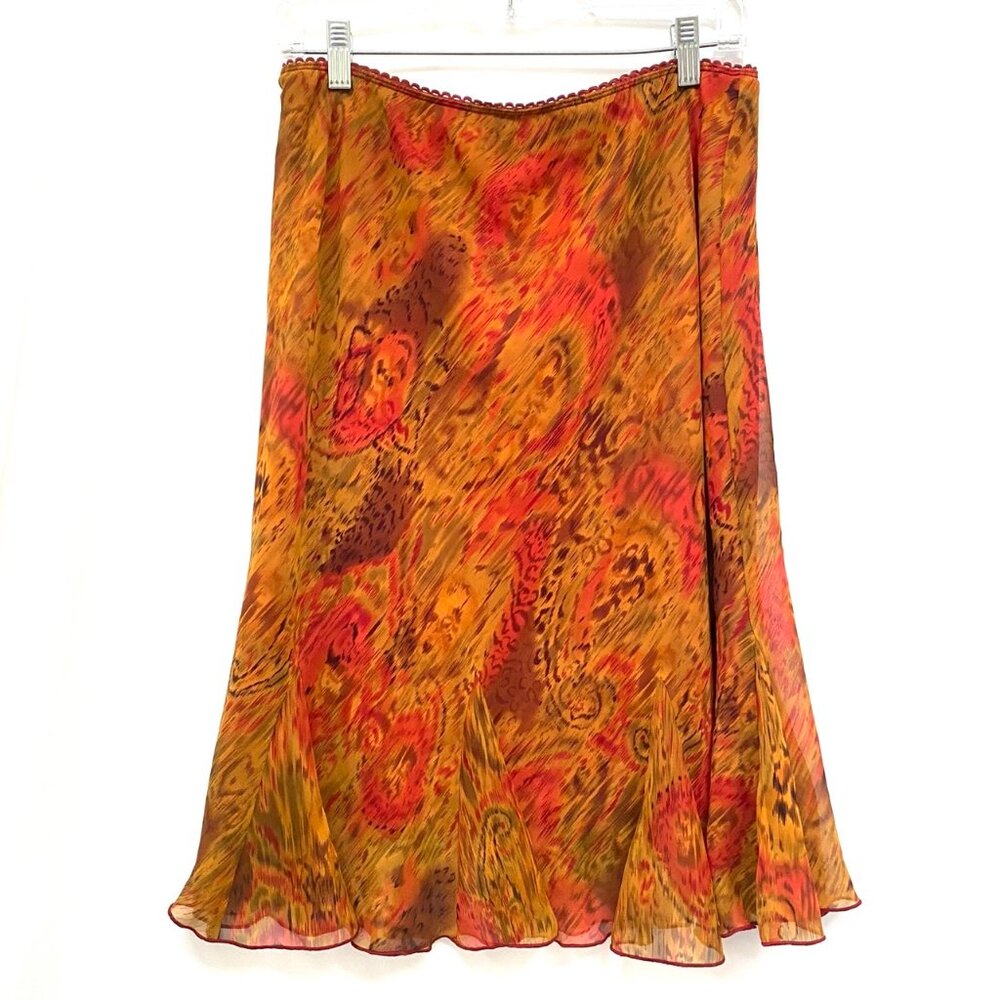 Connected Apparel Y2K Skirt Sz XL Heathered Orange Paisley Indie Sleaze Flutter
